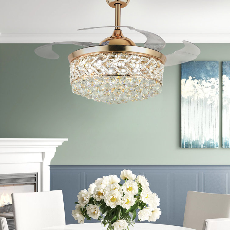 Modern crystal flower chandelier best sale ceiling fan